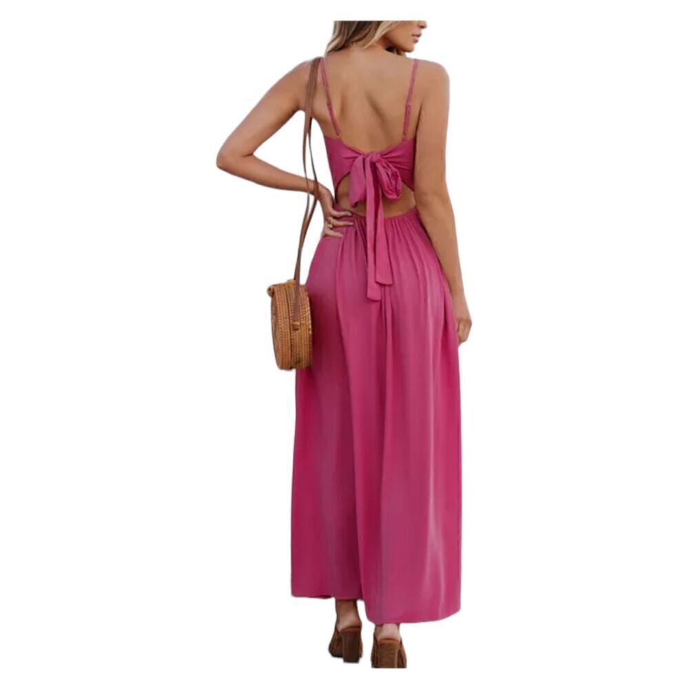 CUPSHE Fuscia Front Twist Keyhole Summer Beach Sleeveless Maxi S New - Picture 2 of 11